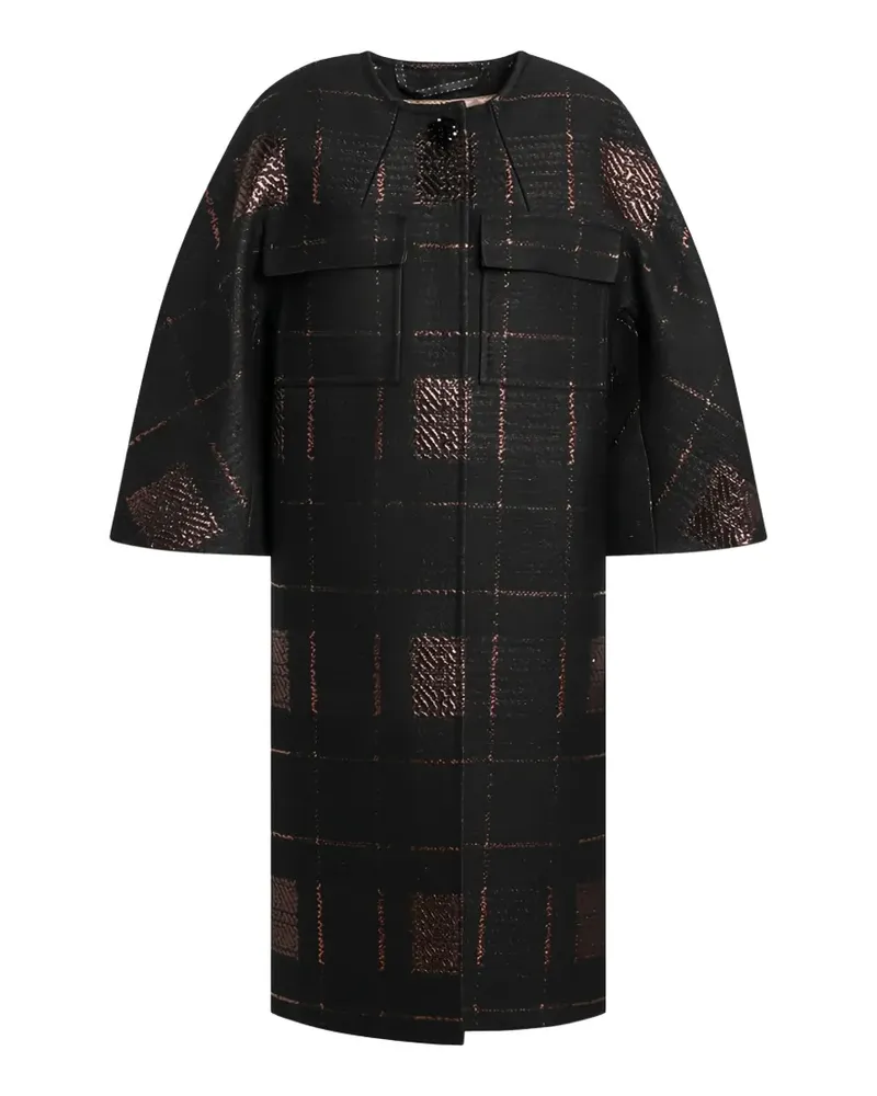 Max Mara Karierter Mantel - Schwarz Schwarz