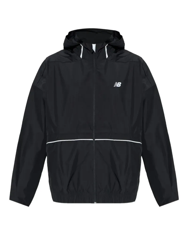 New Balance logo-print hooded jacket - Schwarz Schwarz