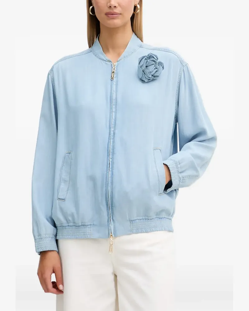 Blumarine floral-appliqué denim jacket - Blau Blau