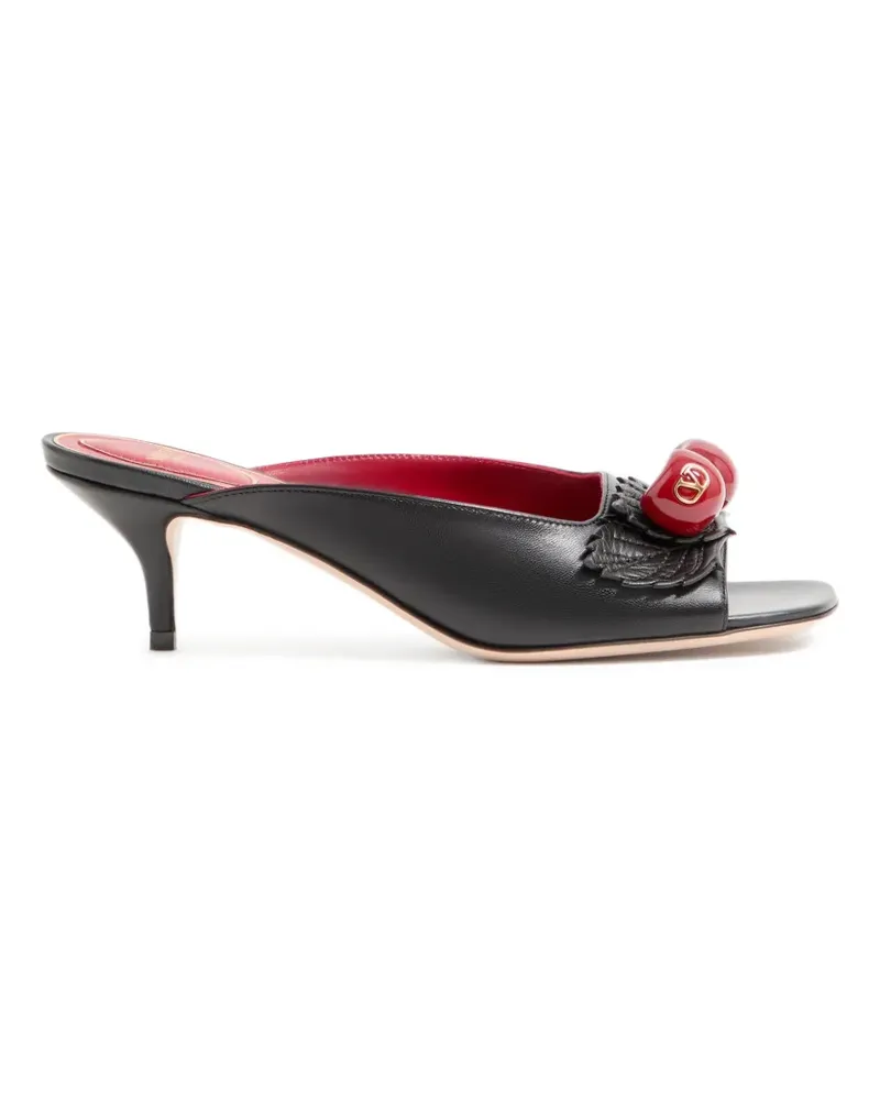 Valentino Garavani Cherryfic Pantoletten aus Ziegenleder 55mm - Schwarz Schwarz