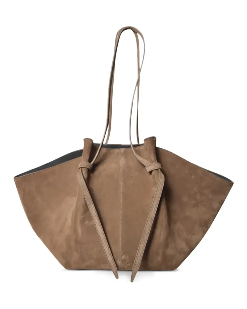 YUZEFI Wildleder-Tote Bag mit Knotendetail - Braun Braun