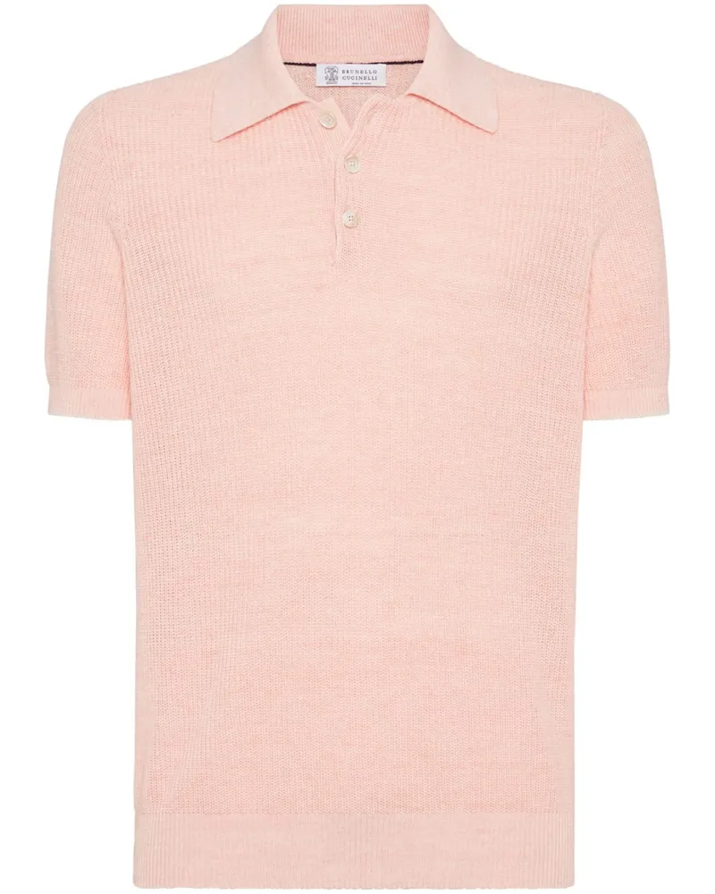 Brunello Cucinelli Poloshirt aus geripptem Strick - Rosa Rosa