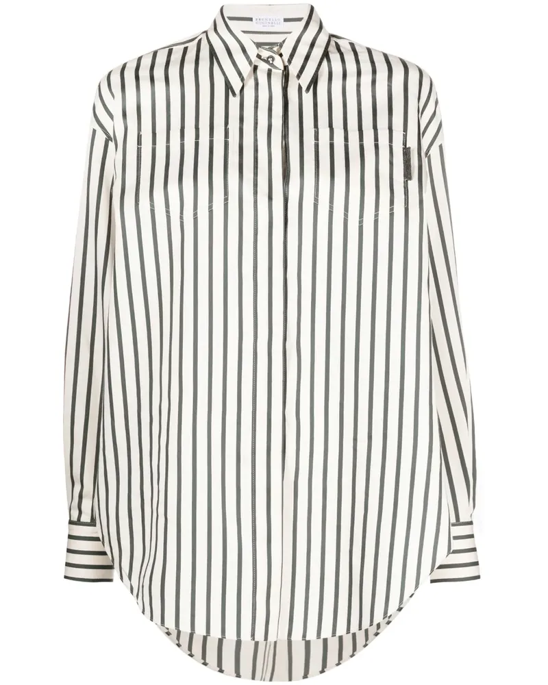 Brunello Cucinelli Gestreifte Bluse - Nude Nude