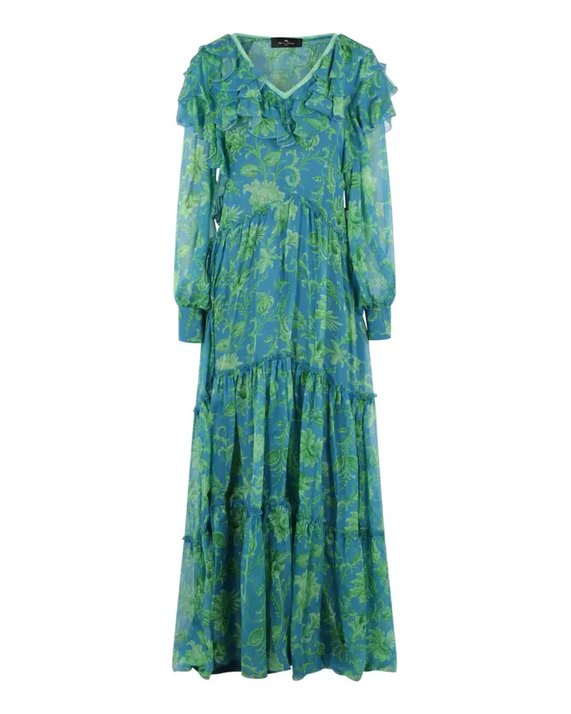 Etro floral-print ruffled maxi dress - Blau Blau