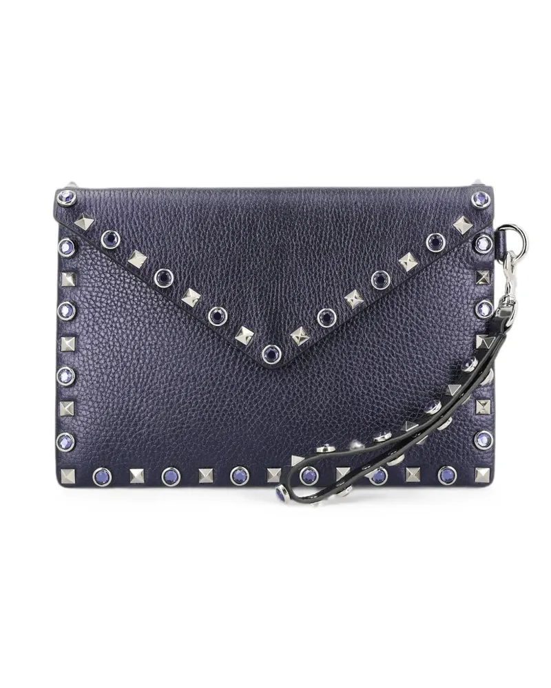 Valentino Garavani Rockstud Clutch mit Kristallen - Blau Blau