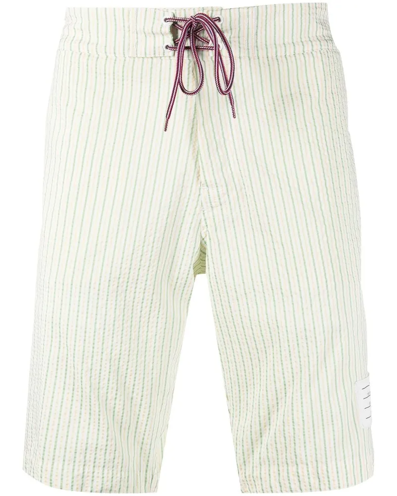 Thom Browne Gestreifte Badeshorts - Grün Grün