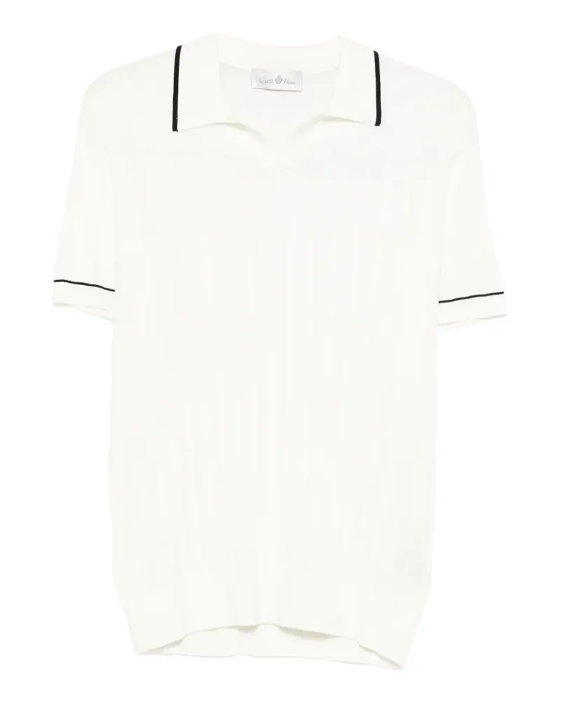 Della Ciana V-neck ribbed polo shirt - Weiß Weiß