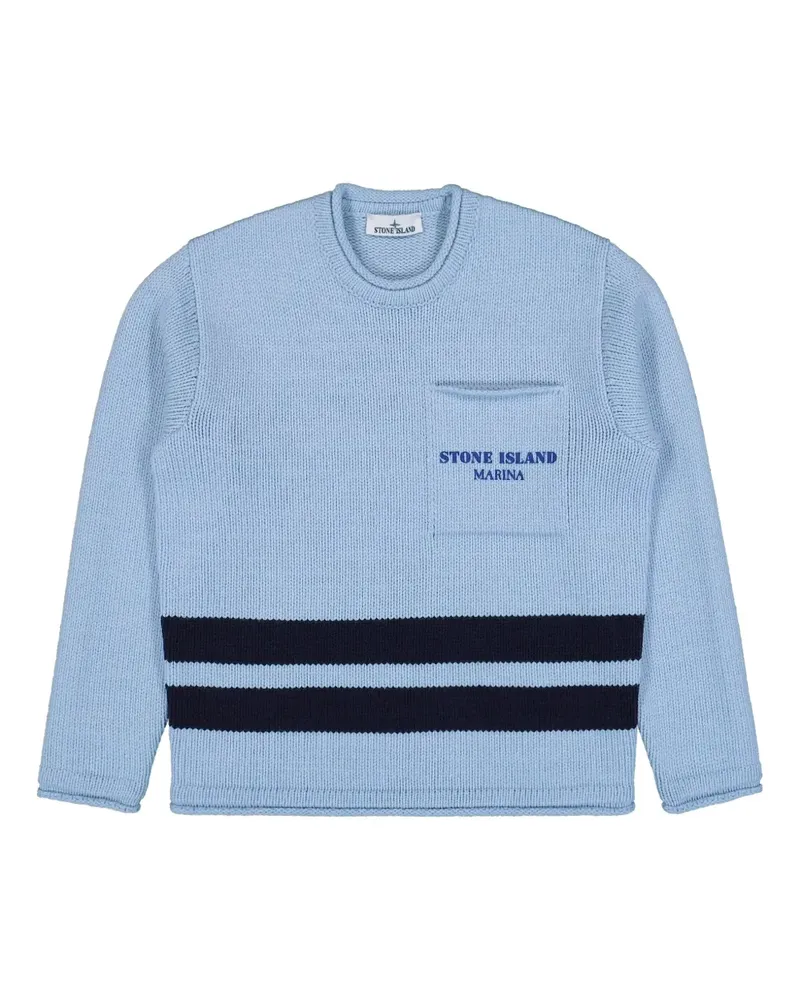 Stone Island Rundhals-Pullover mit Streifendetail - Blau Blau