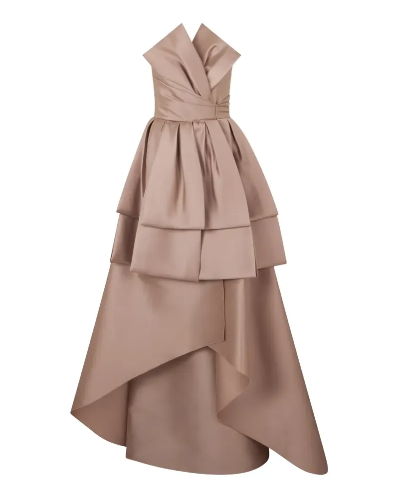 Alberta Ferretti Asymmetrisches Maxikleid im Layering-Look - Braun Braun