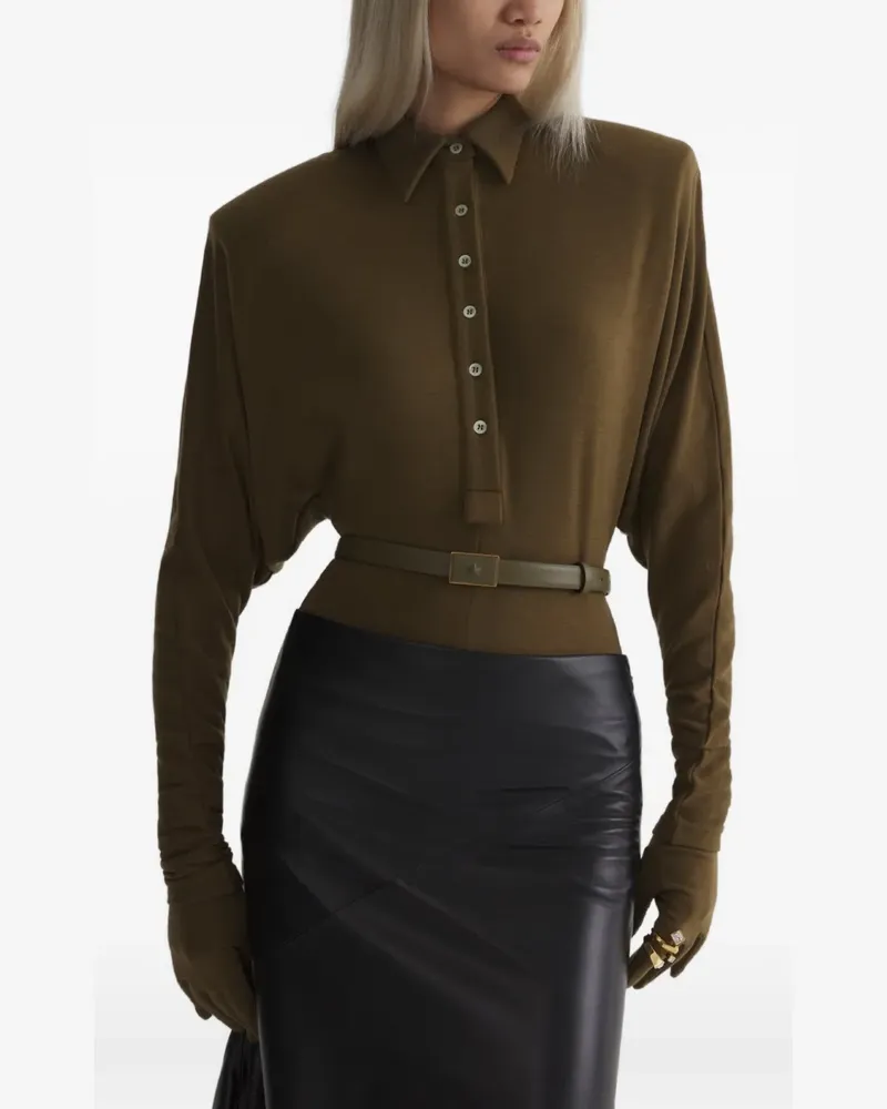 Thierry Mugler bat-sleeve polo bodysuit - Schwarz Schwarz
