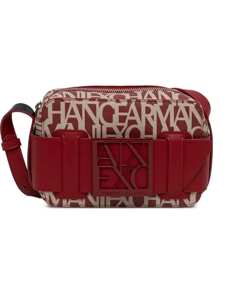 Armani Exchange Schultertasche mit Logo-Print und Schnallendetail - Rot Rot
