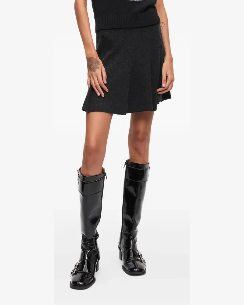 Ganni ribbed flared mini skirt - Grau Grau