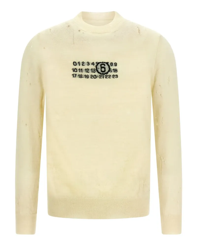 Maison Margiela Distressed-Pullover mit Jacquard-Detail - Beige Beige