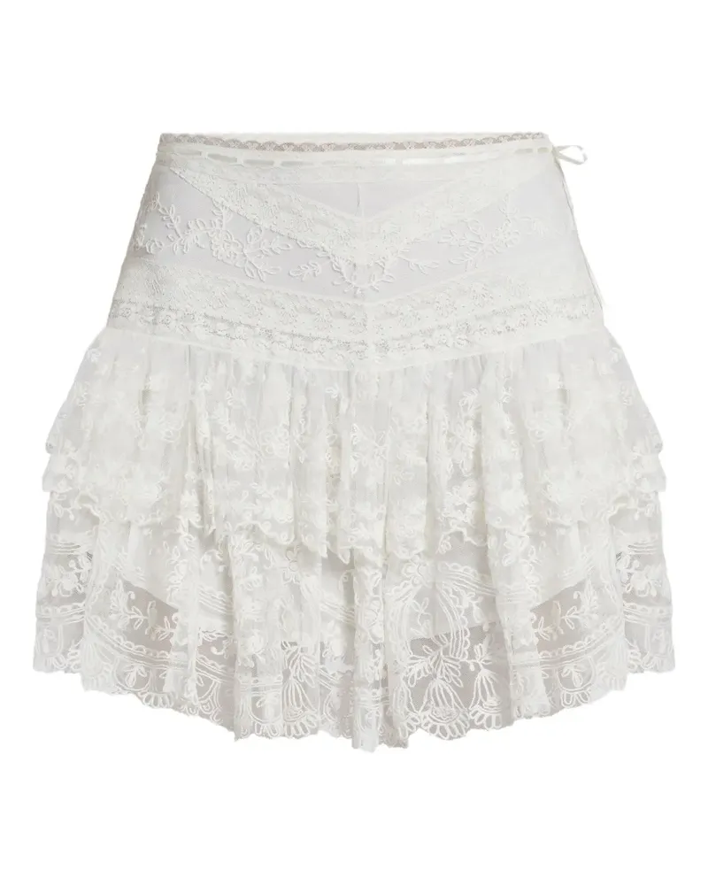 LoveShackFancy Minirock mit Spitze - Weiß Weiß