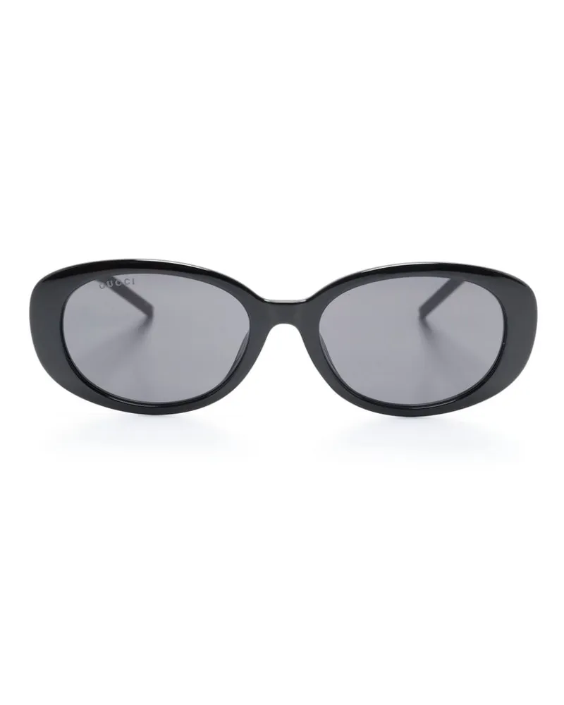 Gucci Sonnenbrille mit ovalem Gestell - Schwarz Schwarz