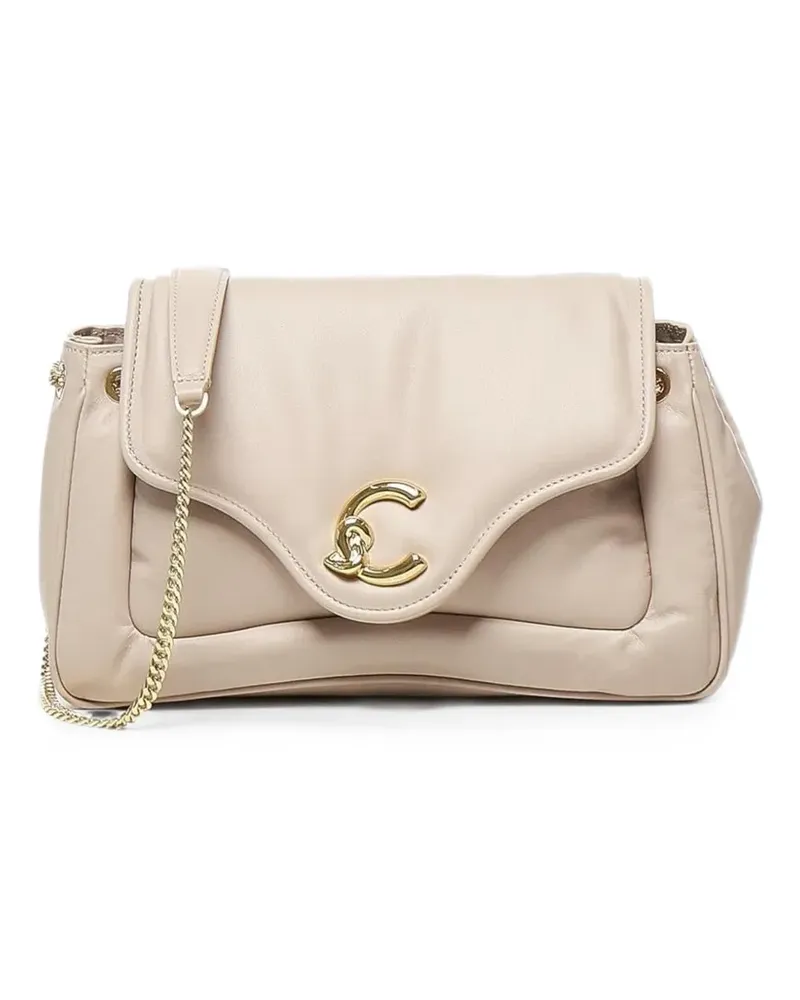 Coccinelle Schultertasche mit Logo-Schild - Nude Nude