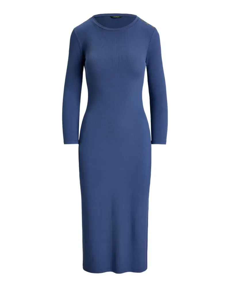 Ralph Lauren Geripptes Strickkleid mit Knopfleiste - Blau Blau