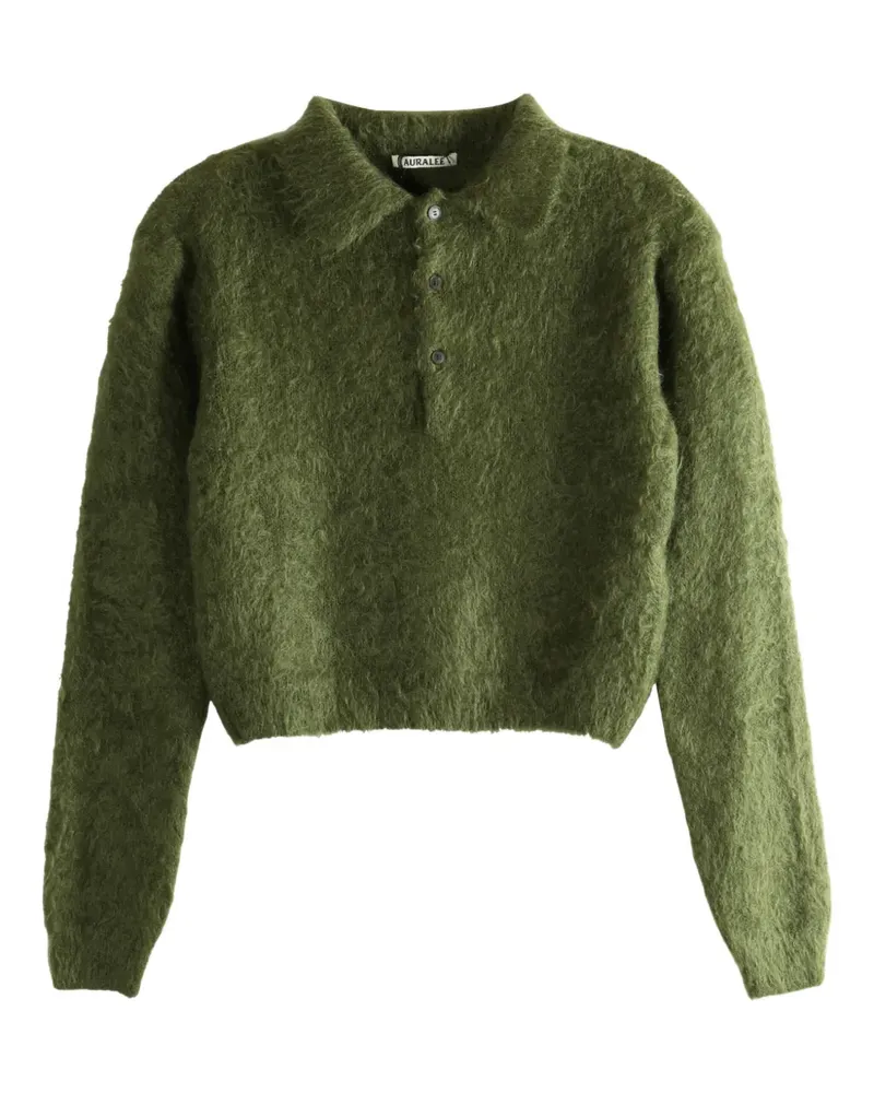 AURALEE textured-knit polo sweater - Grün Grün