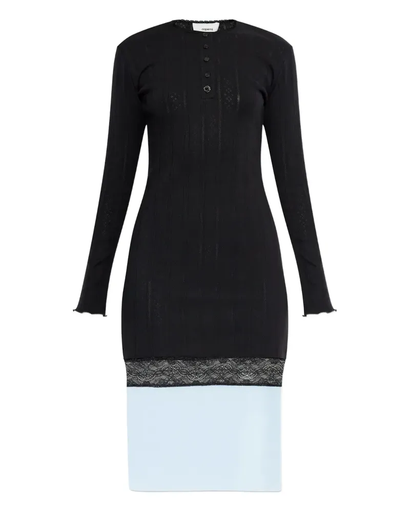 COPERNI Midikleid mit Spitzenbesatz - Schwarz Schwarz
