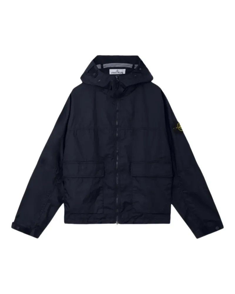 Stone Island Kapuzenjacke mit Logo-Patch - Blau Blau
