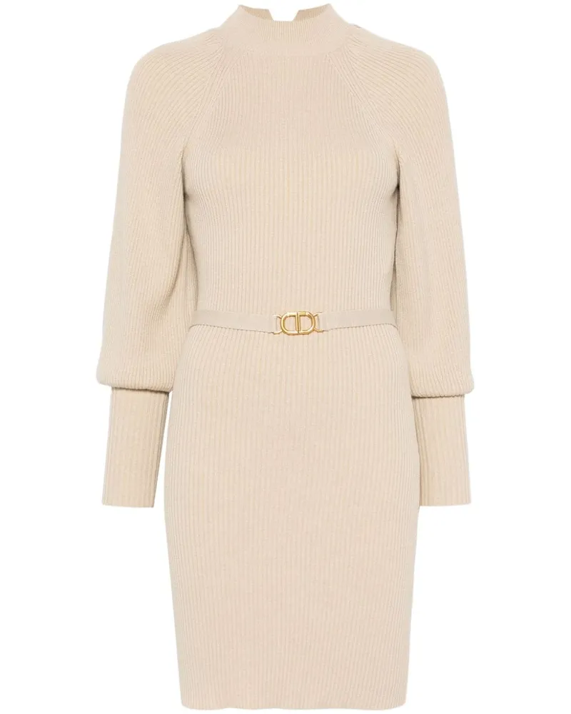 Twin-Set Midikleid aus geripptem Strick - Nude Nude