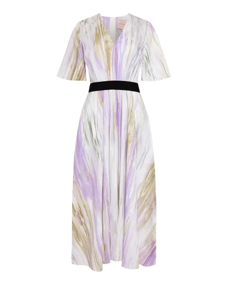 Roksanda Ilincic Sana brushstroke-print tie-waist midi dress - Weiß Weiß