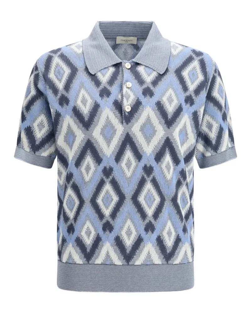 Piacenza Cashmere patterned short-sleeves polo shirt - Blau Blau