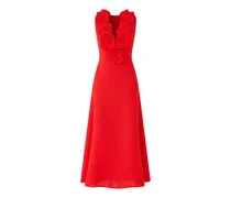 Kleid mit Blumenapplikation - Rot