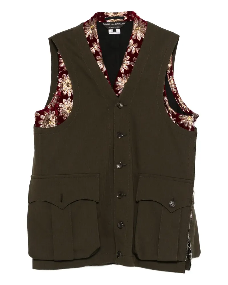 Comme des Garçons floral V-neck gilet - Grün Grün