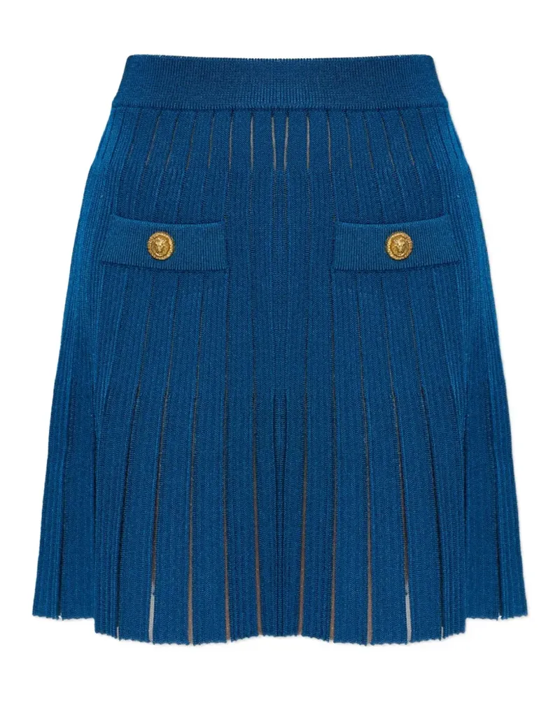 Balmain button-detail pleated skirt - Blau Blau