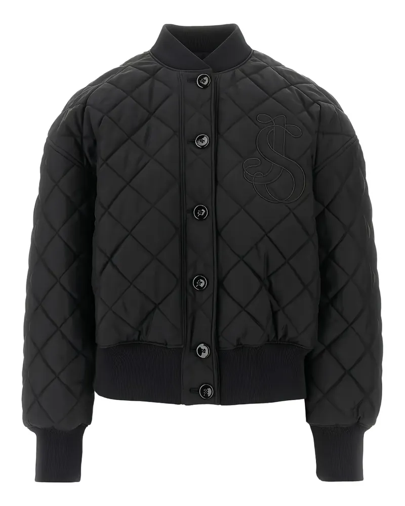 Jil Sander Gesteppte Bomberjacke mit Monogramm - Schwarz Schwarz
