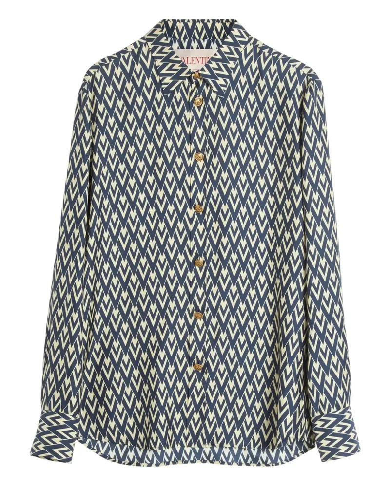 Valentino Garavani Seidenhemd mit Toute La V-Print - Blau Blau