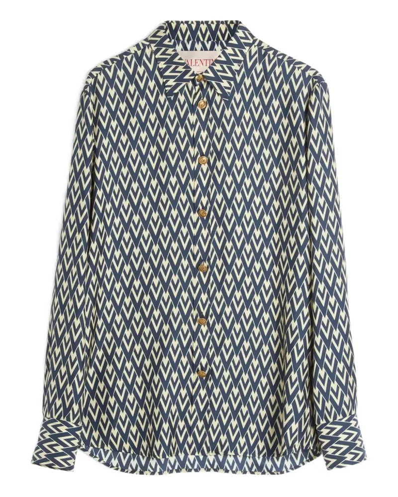 Valentino Garavani Seidenhemd mit Toute La V-Print - Blau Blau