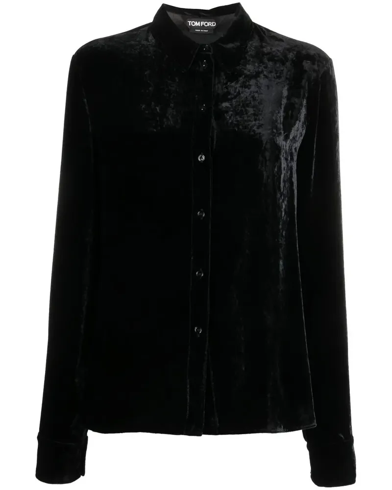 Tom Ford Hemd aus Seidensamt - Schwarz Schwarz