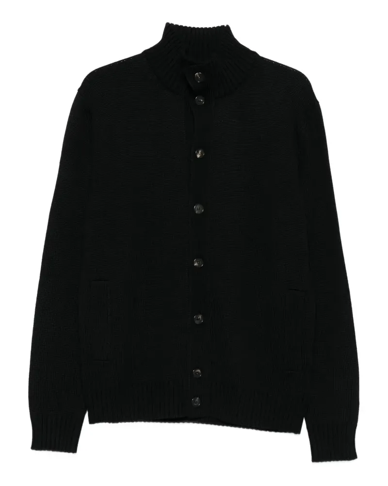 Zanone Stehkragen-Cardigan mit Knopfverschluss - Schwarz Schwarz