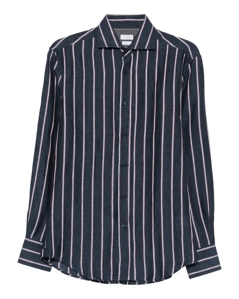 Brunello Cucinelli Gestreiftes Hemd - Blau Blau