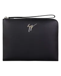 Giuseppe Zanotti Clutch mit Logo-Schild Schwarz