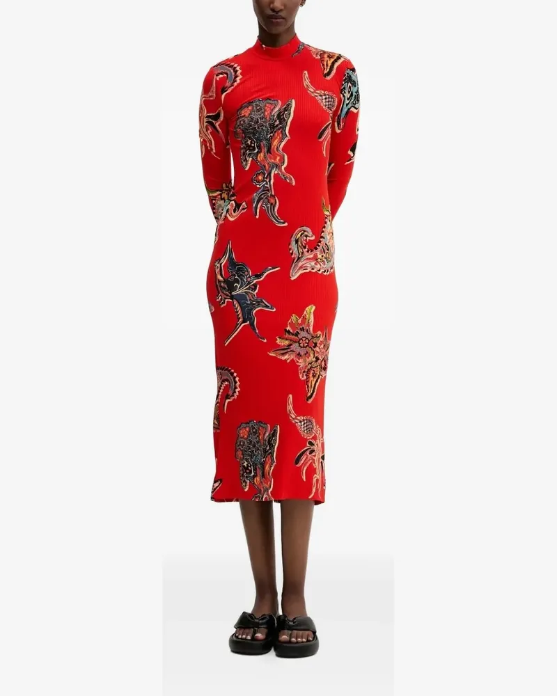 Desigual Geripptes Midikleid - Rot Rot