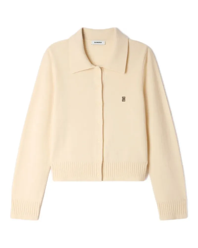 Sandro Langärmeliger Cardigan mit Polokragen - Nude Nude