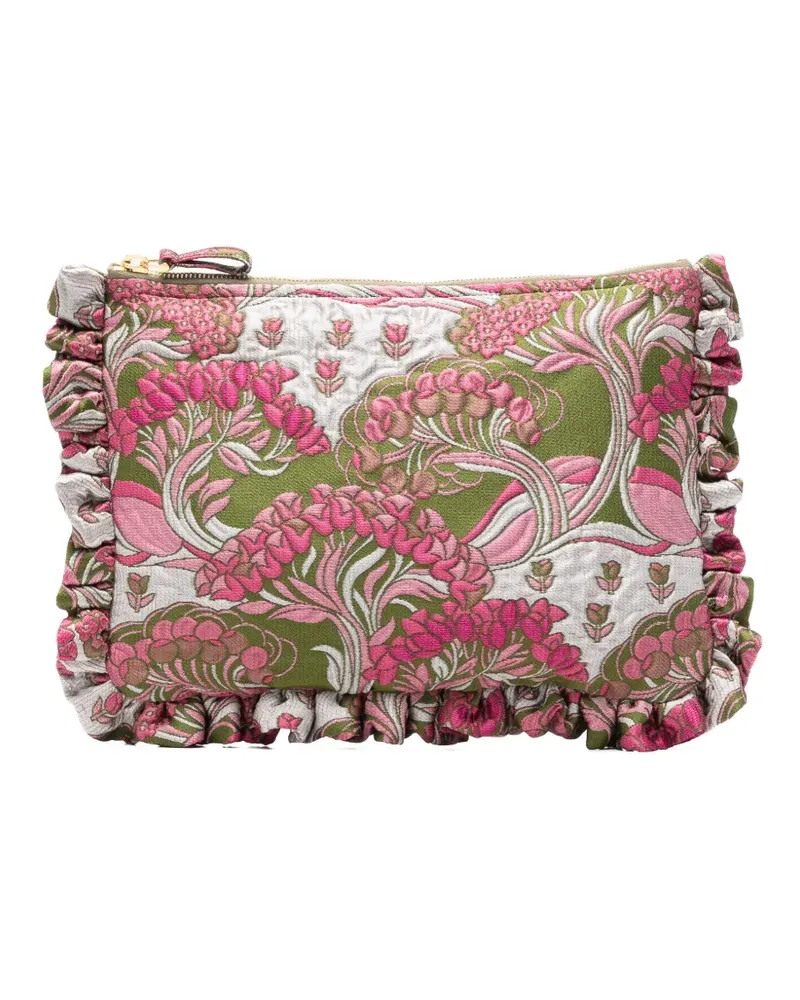 La DoubleJ Clutch mit floraler Stickerei - Grün Grün