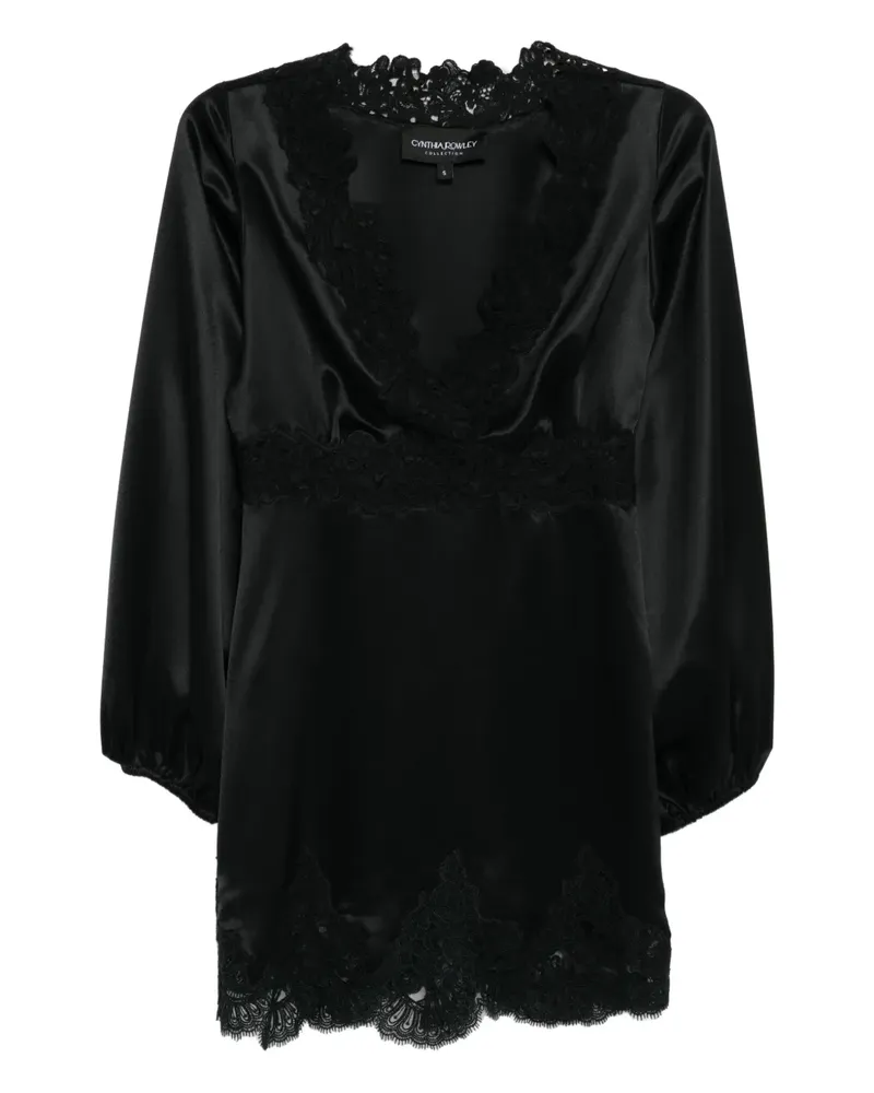 Cynthia Rowley Minikleid aus Satin mit Spitze - Schwarz Schwarz