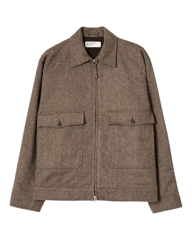 Universal Works E130 Jacke mit Fischgrätenmuster - Braun Braun