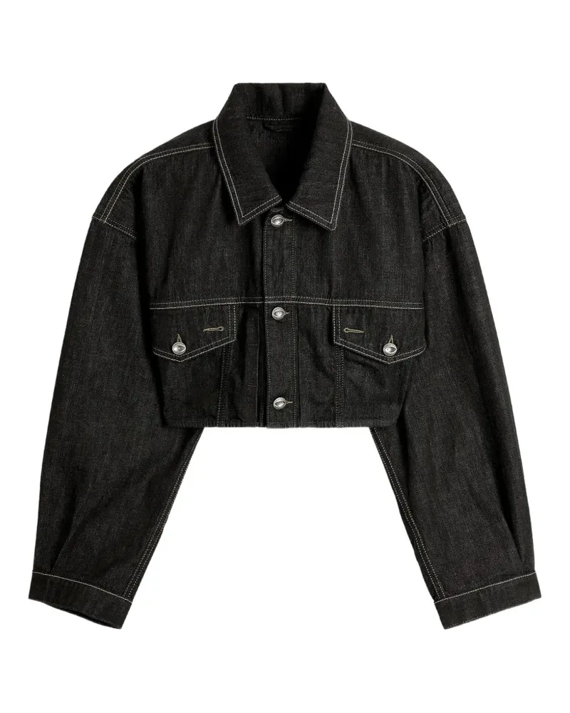 Diesel Cropped-Oversized-Jacke aus Rinse-Denim - Schwarz Schwarz