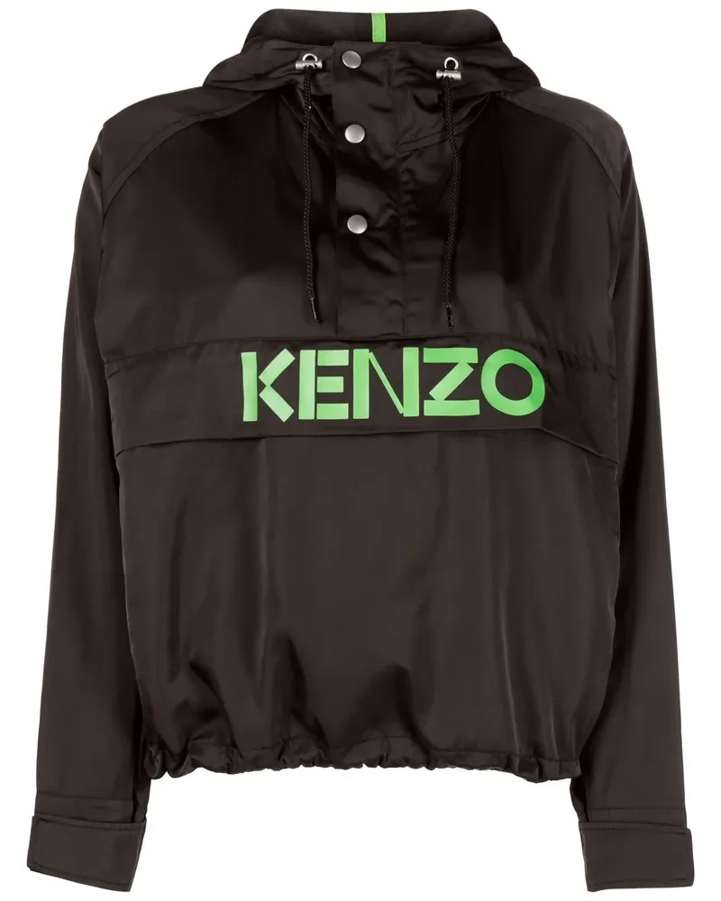 Kenzo Kapuzenjacke mit Logo-Print - Schwarz Schwarz