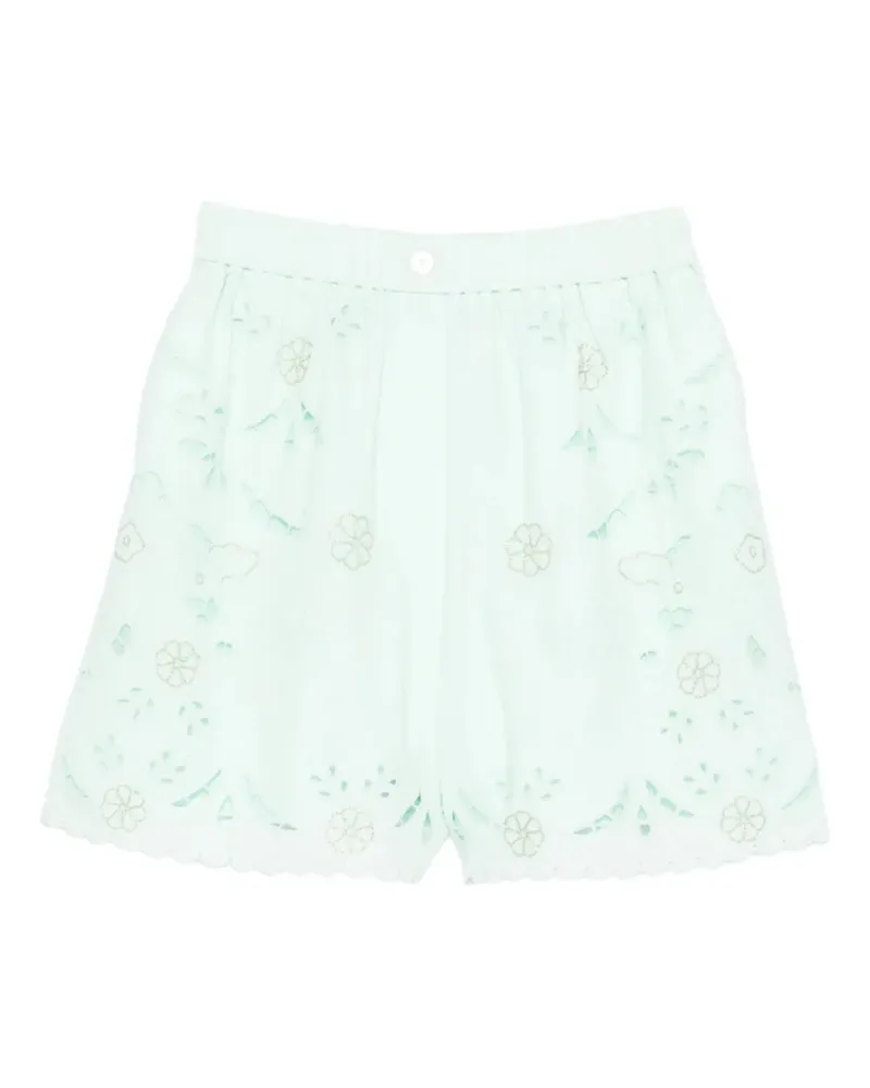 forte_forte Hose mit Blumen-Stickerei - Grün Grün