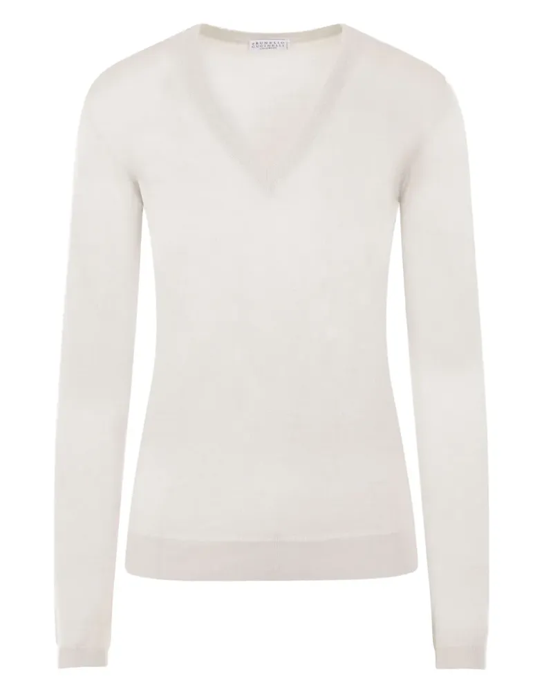 Brunello Cucinelli Pullover mit V-Ausschnitt - Nude Nude