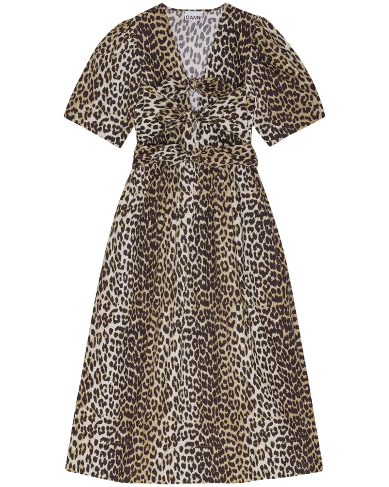Ganni Midikleid mit Leoparden-Print - Braun Braun