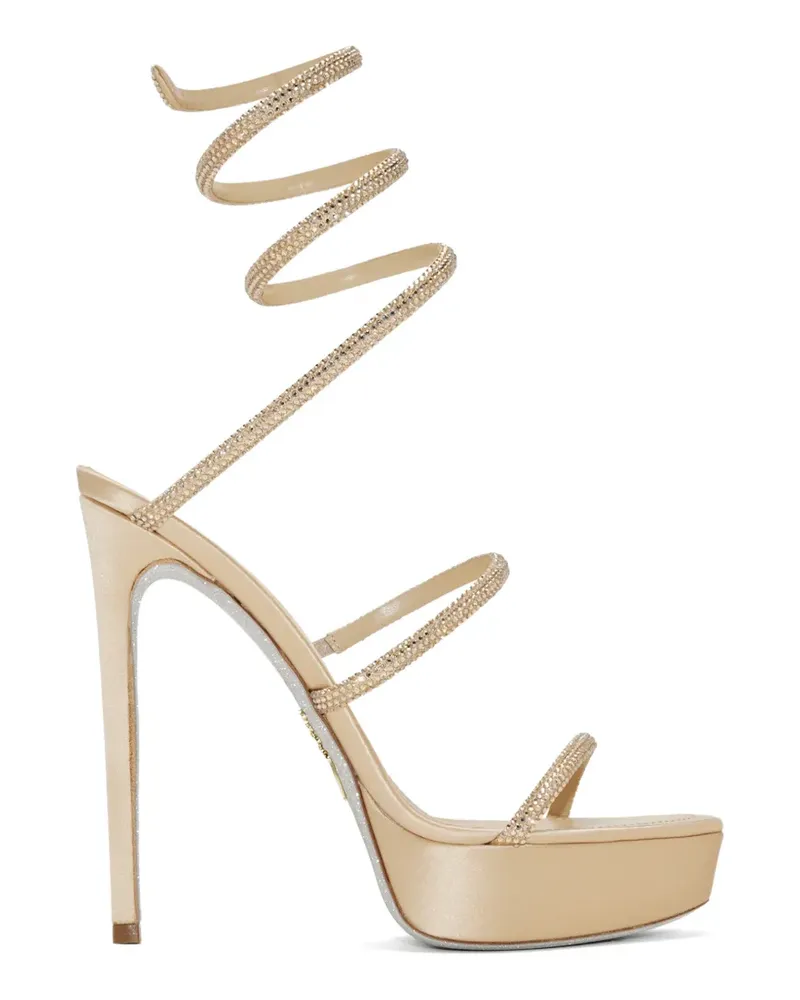 René Caovilla Plateau-Sandalen mit Kristallen - Nude Nude