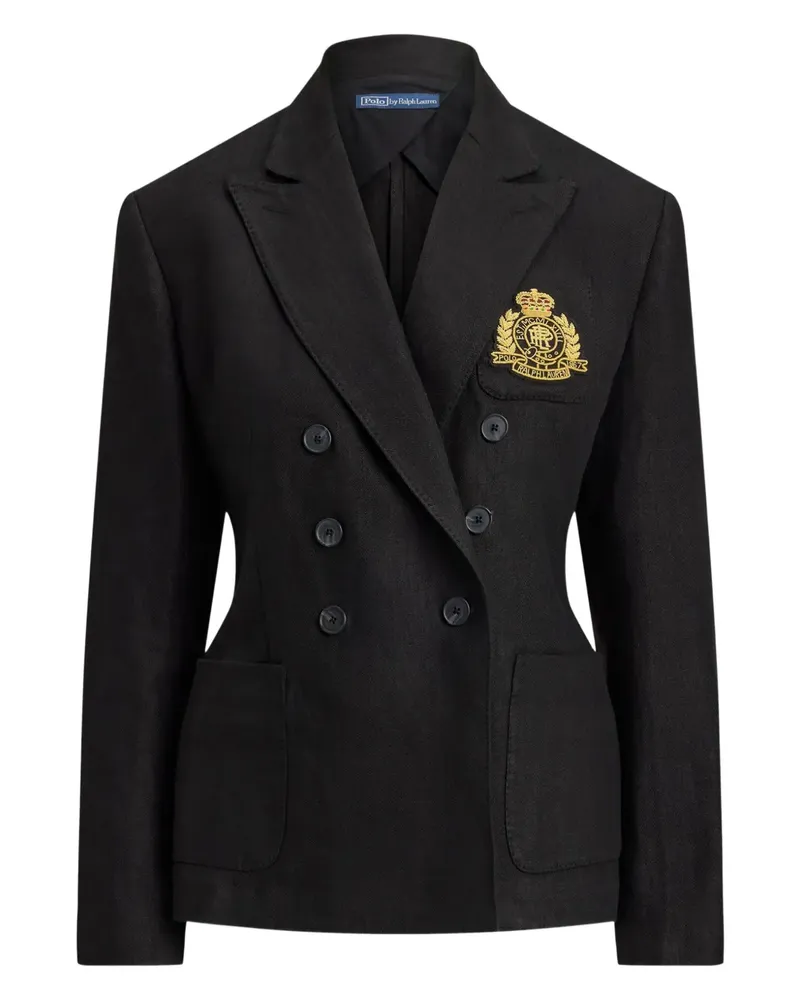 Ralph Lauren Doppelreihiger Blazer mit Logo - Schwarz Schwarz