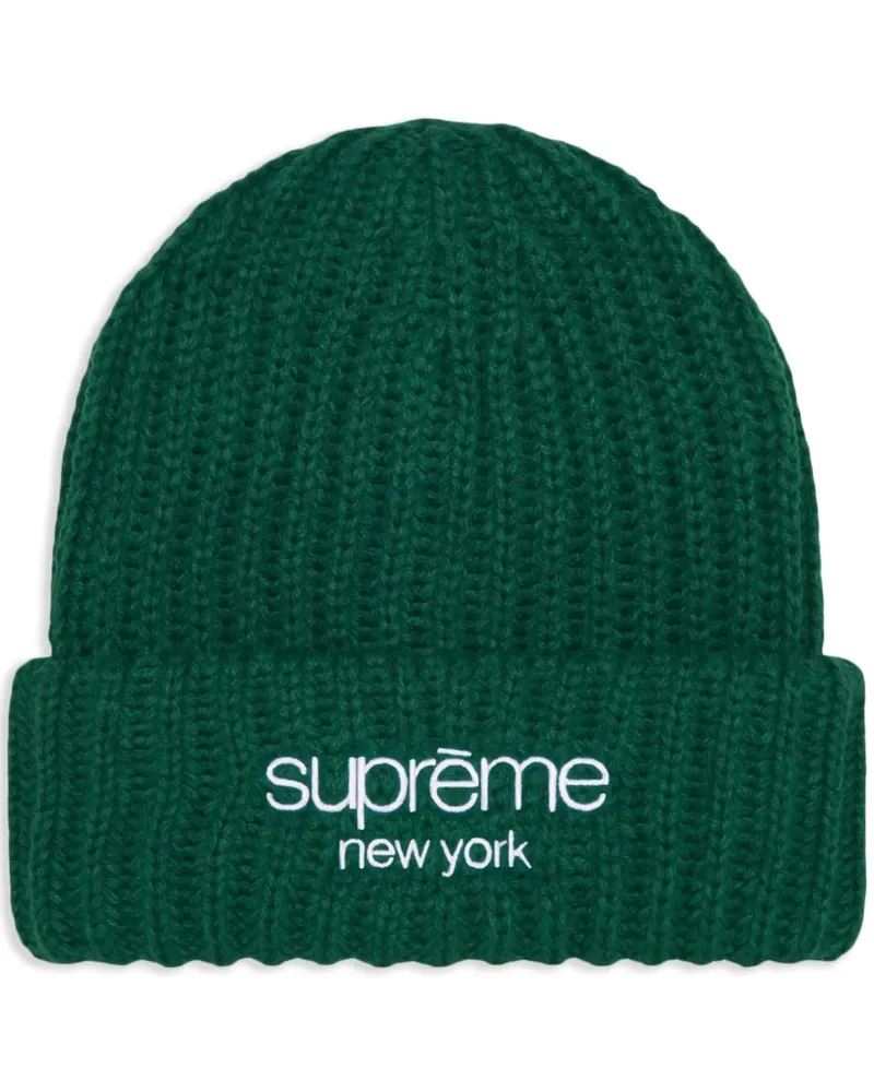 Supreme Being Gerippte Beanie mit Logo - Grün Grün